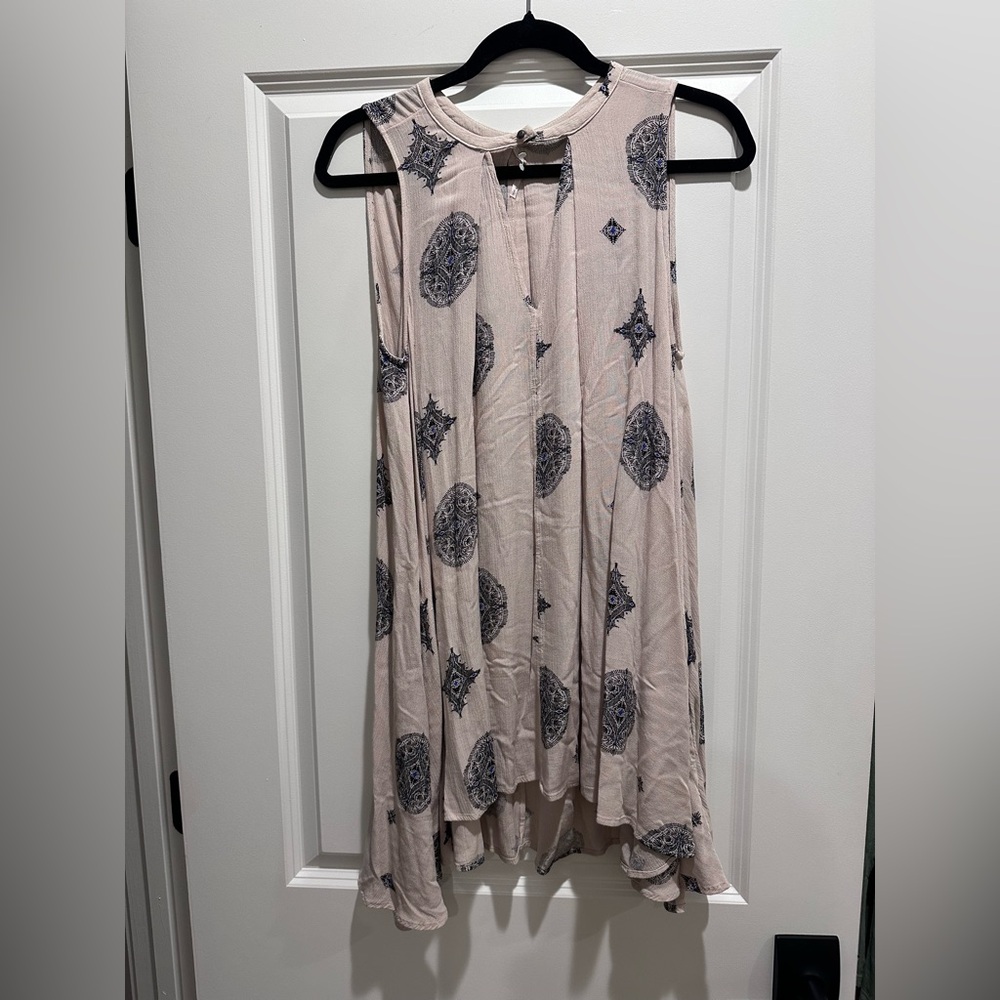 Free People Cream and Black Patterned Tunic